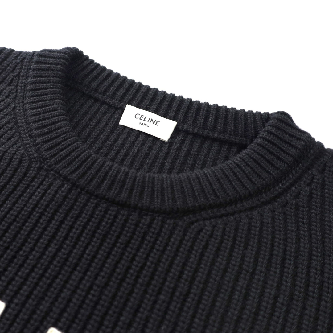 CELINE セリーヌ ロゴワッペン オーバーサイズニット ブラック S CELINE セリーヌ ロゴワッペン オーバーサイズニット ブラック S