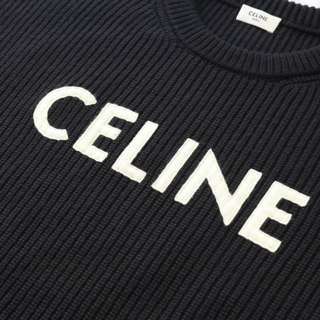 CELINE セリーヌ ロゴワッペン オーバーサイズニット ブラック S CELINE セリーヌ ロゴワッペン オーバーサイズニット ブラック S