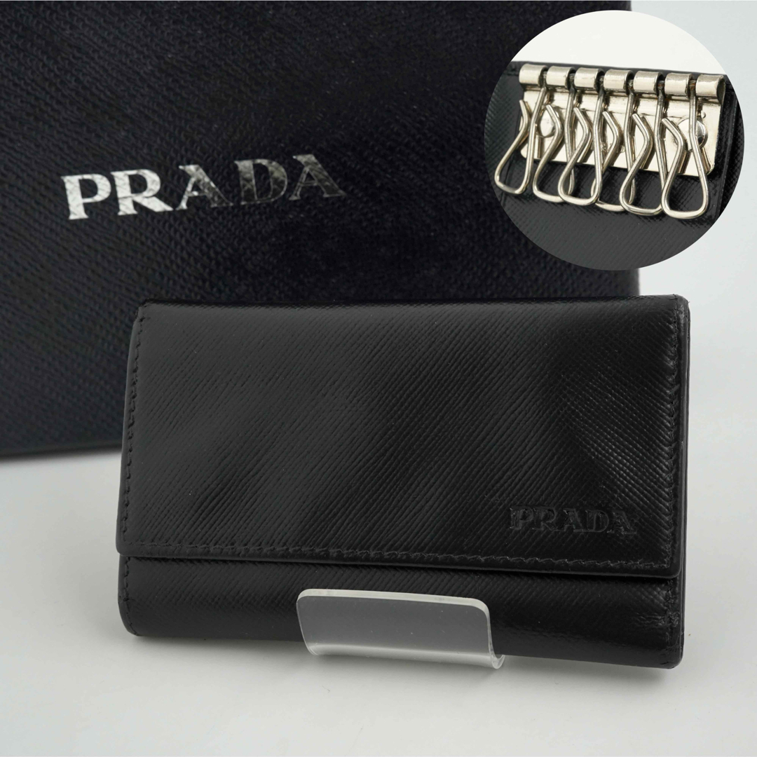 ✨ま未使用に近い✨ PRADA キーケース 6連 サフィアーノ ロゴ 刻印 ✨ま未使用に近い✨ PRADA キーケース 6連 サフィアーノ ロゴ 刻印