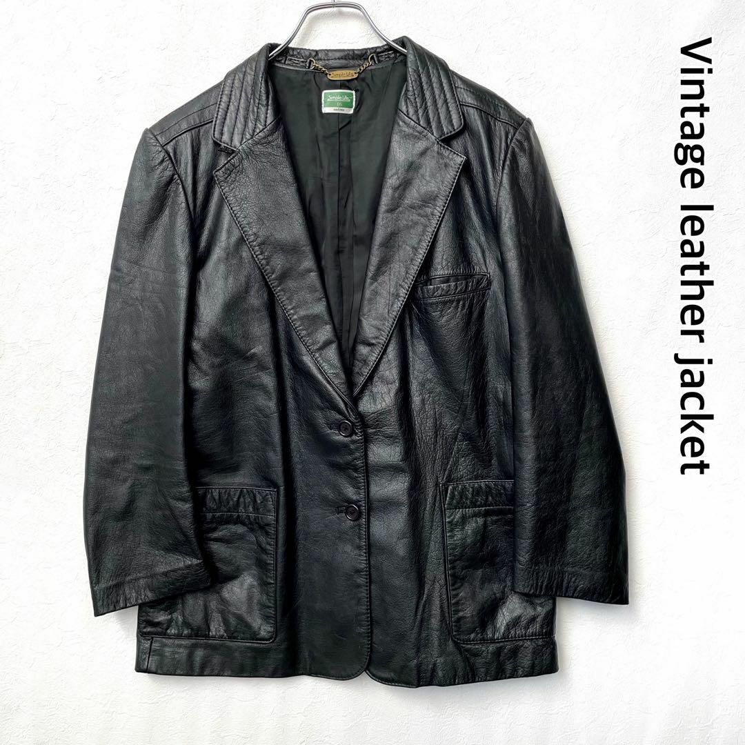 VINTAGE - ビンテージ 90s テーラード レザー ジャケット 牛革 2 VINTAGE - ビンテージ 90s テーラード レザー ジャケット 牛革 2