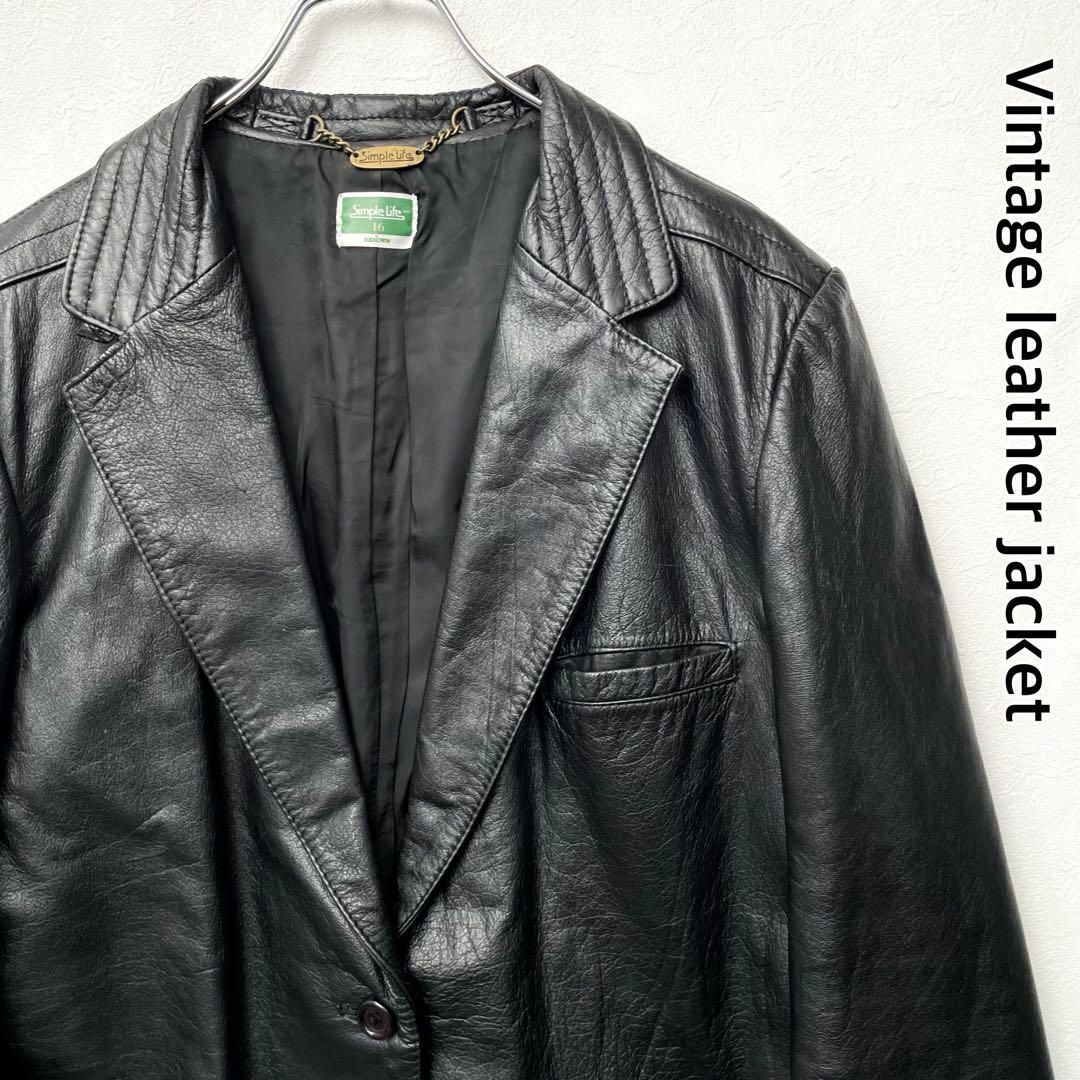 VINTAGE - ビンテージ 90s テーラード レザー ジャケット 牛革 2 VINTAGE - ビンテージ 90s テーラード レザー ジャケット 牛革 2