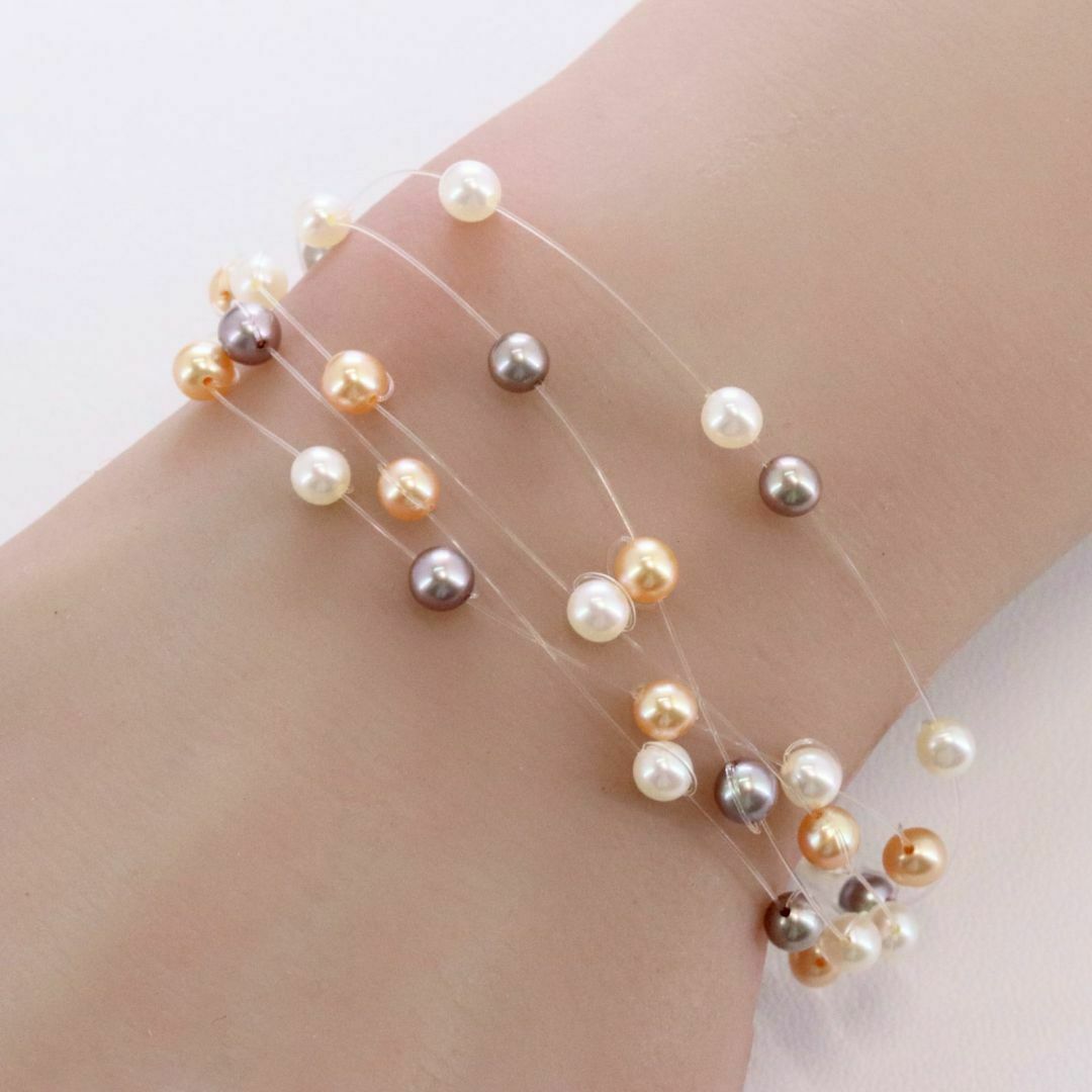 TASAKI - 田崎真珠 K18WG 淡水パール 5連 ワイヤー ブレスレット TASAKI - 田崎真珠 K18WG 淡水パール 5連 ワイヤー ブレスレット