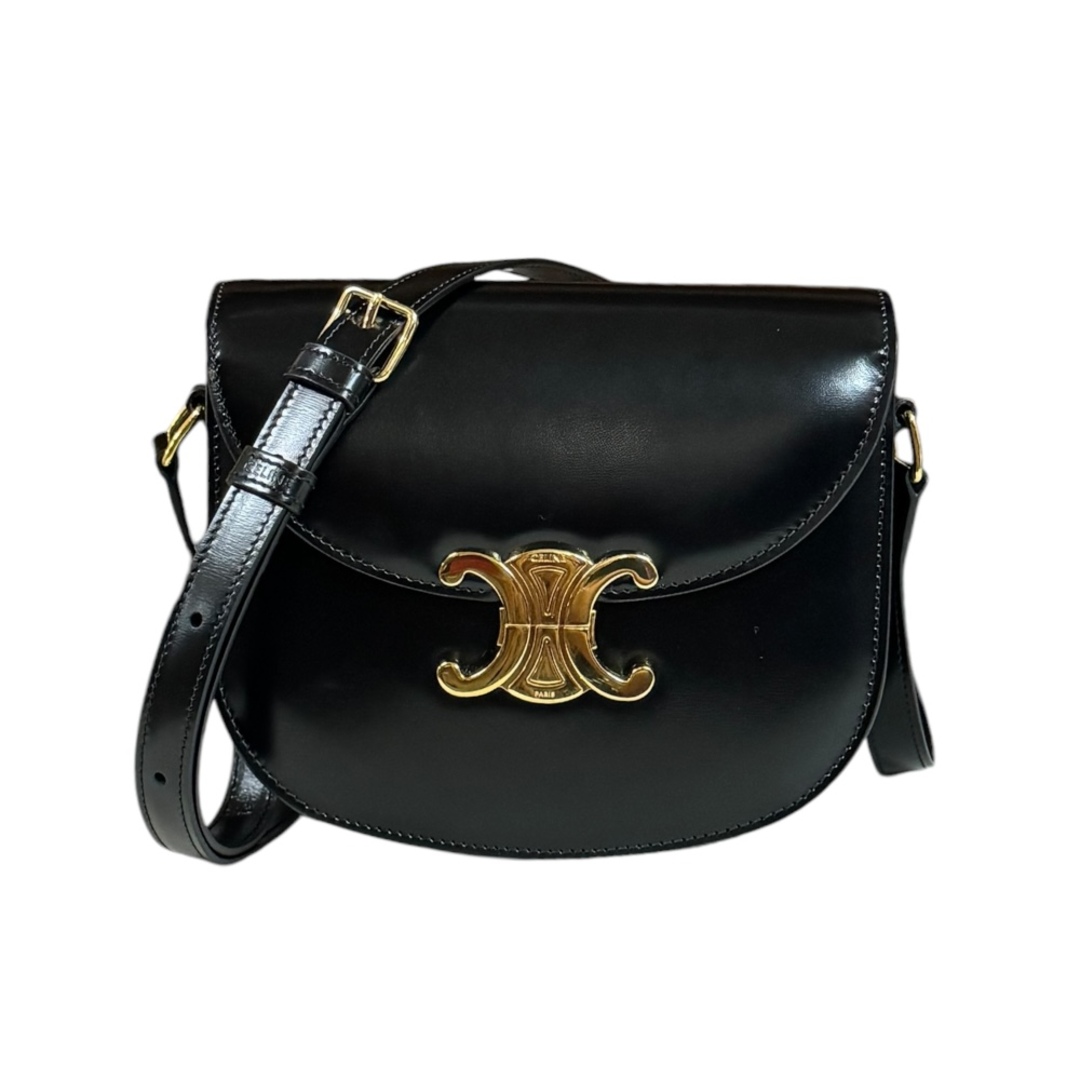 CELINE - セリーヌ ブザス クレア トリオンフ ショルダーバッグ レザー 110413BF4.38NO ブラック レディース CELINE  中古