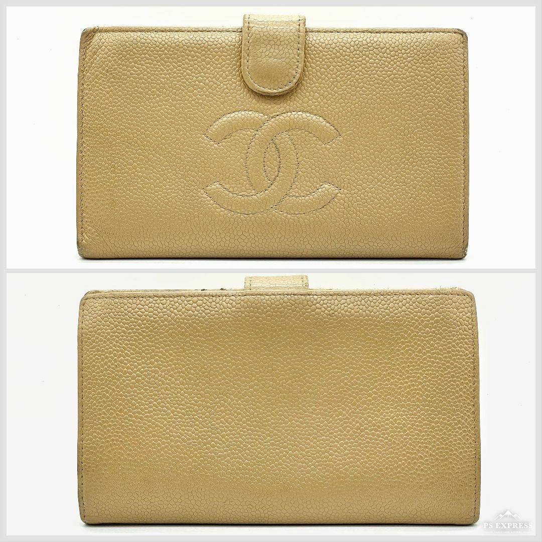 CHANEL - CHANEL シャネル キャビアスキン レザー がま口 長財布 CHANEL - CHANEL シャネル キャビアスキン レザー がま口 長財布