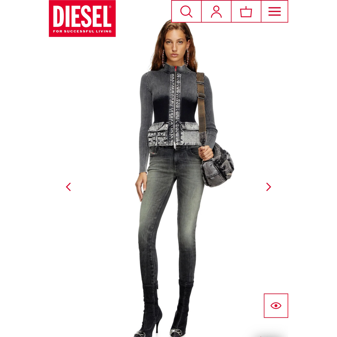 新品・未使用品・タグ付】DIESEL グレージップアップカーディガン 新品・未使用品・タグ付】DIESEL グレージップアップカーディガン