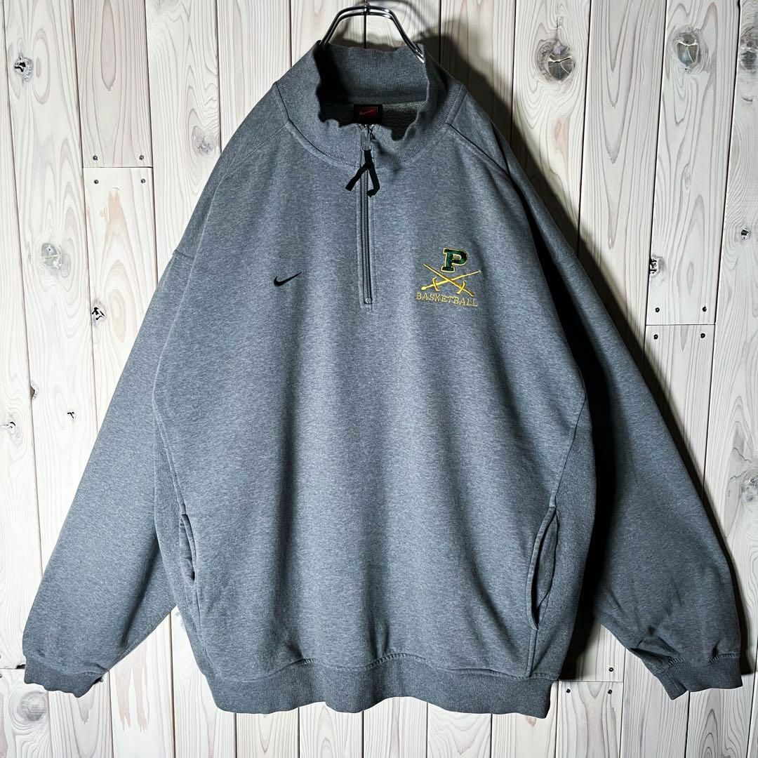 チームタグ L】ナイキ NIKE 刺繍 カレッジロゴ ハーフジップ チームタグ L】ナイキ NIKE 刺繍 カレッジロゴ ハーフジップ