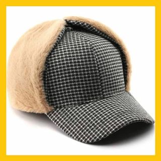 フライトキャップ ロシア帽 パイロットキャップ グレー イヤーマフラー 防寒(ニット帽/ビーニー)