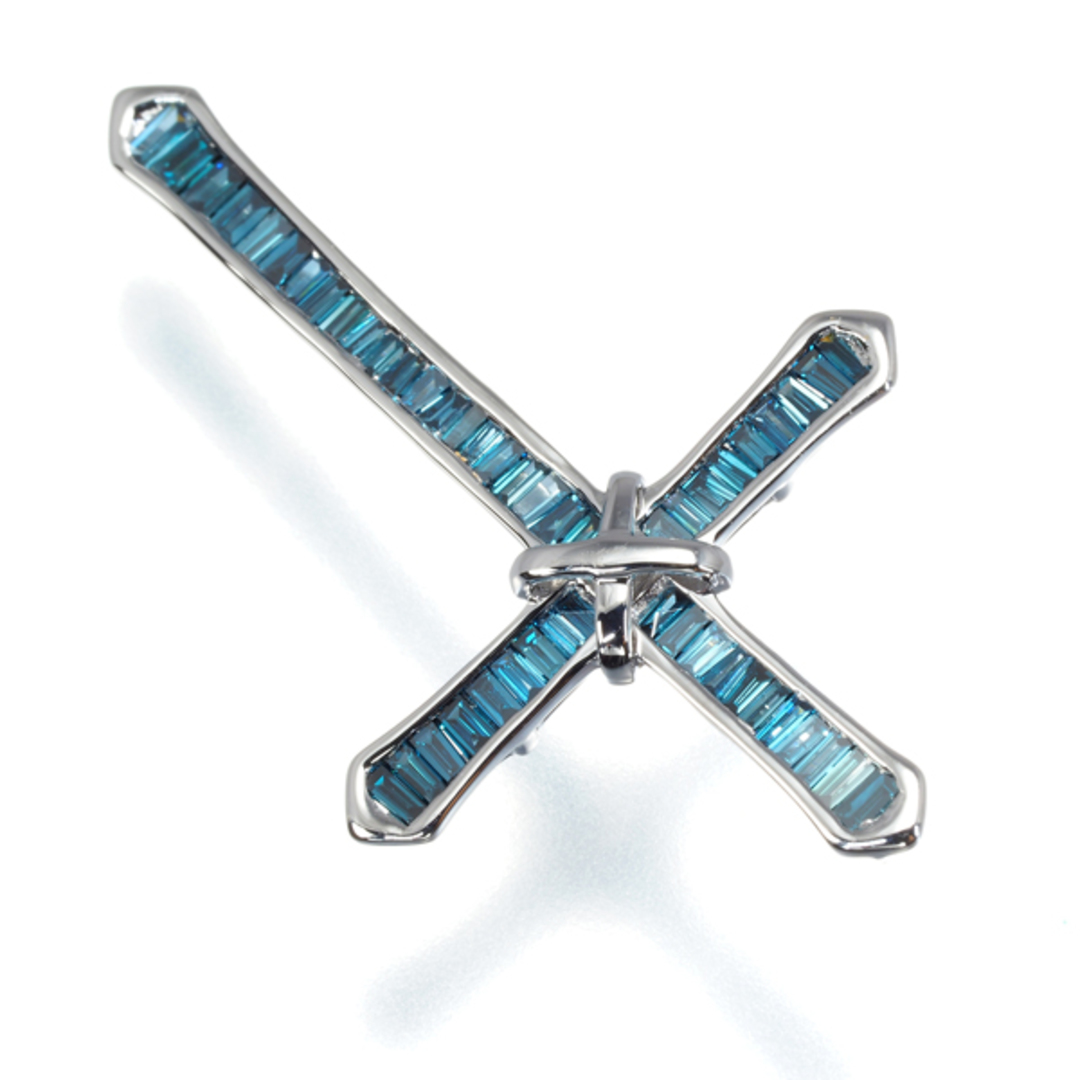 ブルーダイヤ ダイヤモンド 0.40ct クロス ペンダントトップ K18WG ブルーダイヤ ダイヤモンド 0.40ct クロス ペンダントトップ K18WG