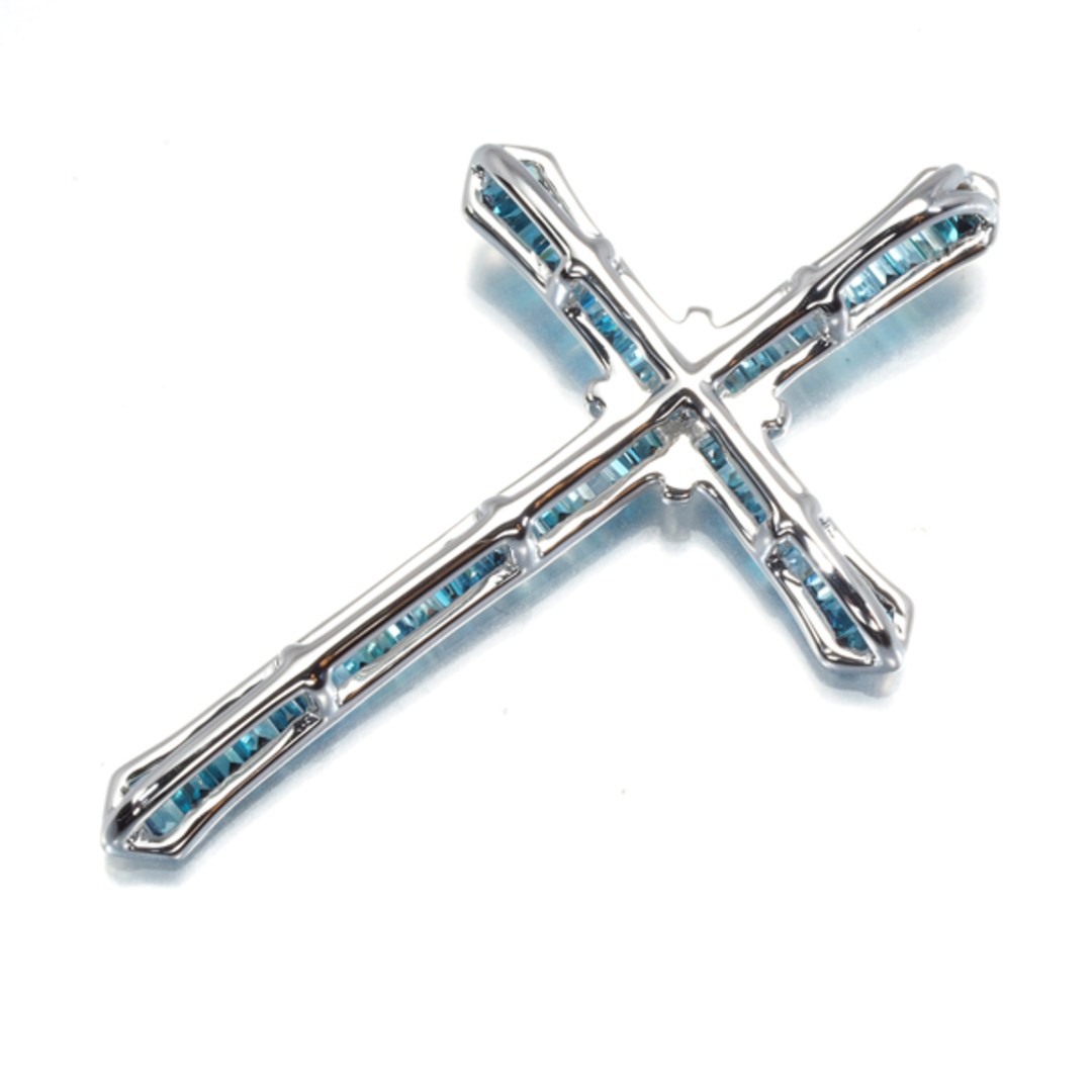 ブルーダイヤ ダイヤモンド 0.40ct クロス ペンダントトップ K18WG ブルーダイヤ ダイヤモンド 0.40ct クロス ペンダントトップ K18WG