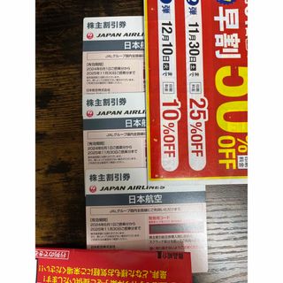ジャル(ニホンコウクウ)(JAL(日本航空))のJAL株主優待券3枚(航空券)