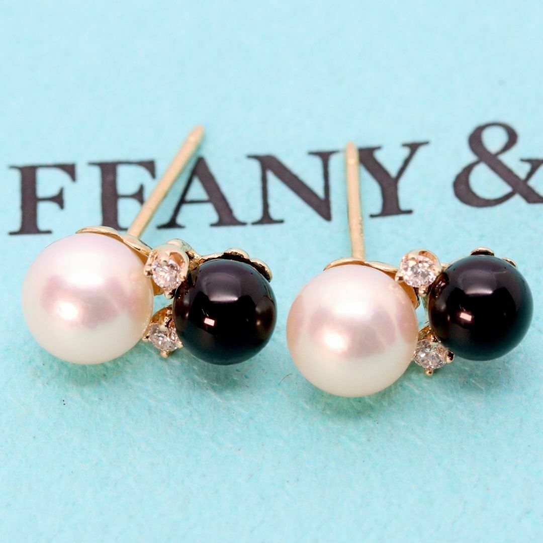 ティファニー 14K パール×オニキス×ダイヤ ピアス/24-2147S ティファニー 14K パール×オニキス×ダイヤ ピアス/24-2147S