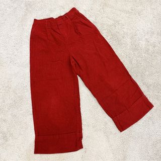 コーデュロイパンツ　ワイド　L ウエストゴム　ワインレッド(その他)