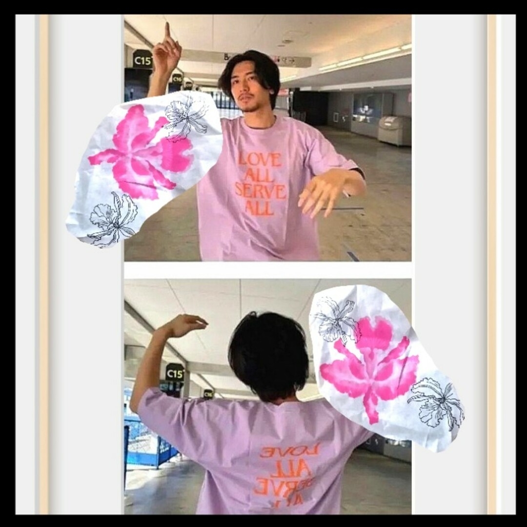 コメ必須 藤井風 パープル Tシャツ M LOVE ALL LASA グッズの コメ必須 藤井風 パープル Tシャツ M LOVE ALL LASA グッズの