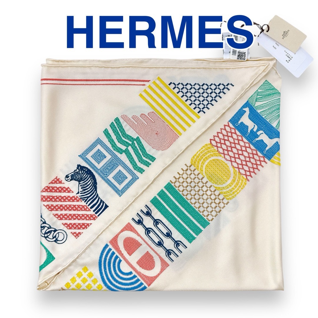 HERMES - エルメス ポワント ブロデ ツイリー オ ブロック HERMES - エルメス ポワント ブロデ ツイリー オ ブロック