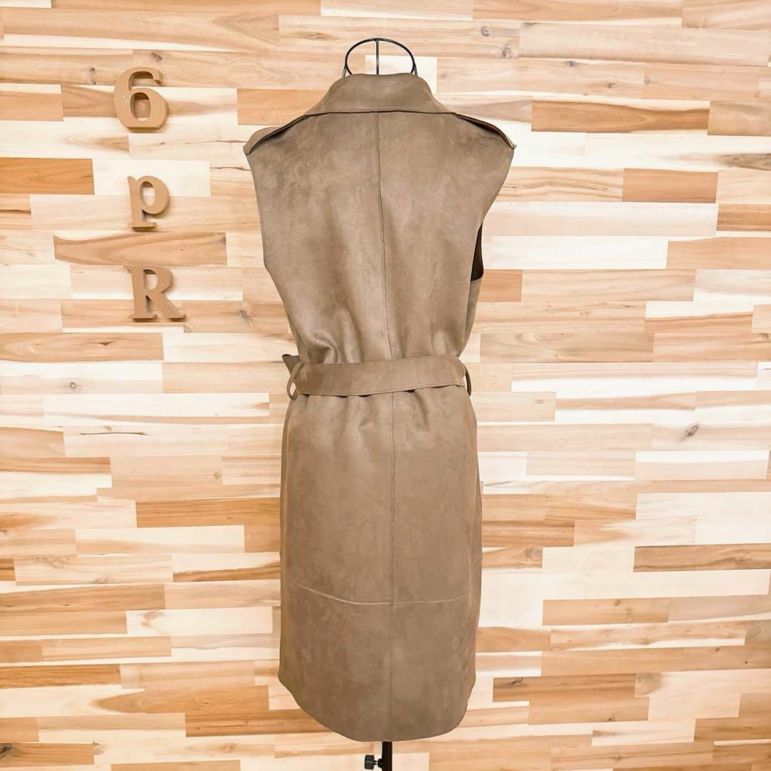 ZARA - 【ザラ】フェイク スエード 襟付き ロング ベスト コート ZARA - 【ザラ】フェイク スエード 襟付き ロング ベスト コート