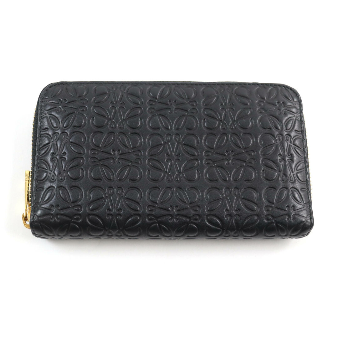 LOEWE - 美品★LOEWE ロエベ 101701 リピート アナグラム ジップ アラウンド ウォレット ミディアム レザー コインケース ブラック スペイン製 レディース