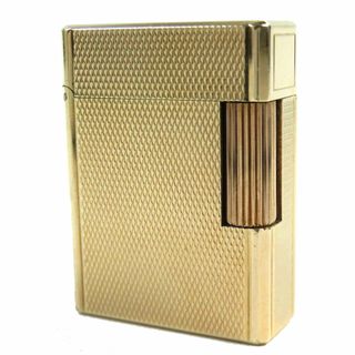 デュポン(DUPONT)の外装良品△Dupont デュポン ライン1 ショート 総柄 スクエア ローラー式 ガスライター 喫煙グッズ ゴールド フランス製 メンズ 着火不可(タバコグッズ)
