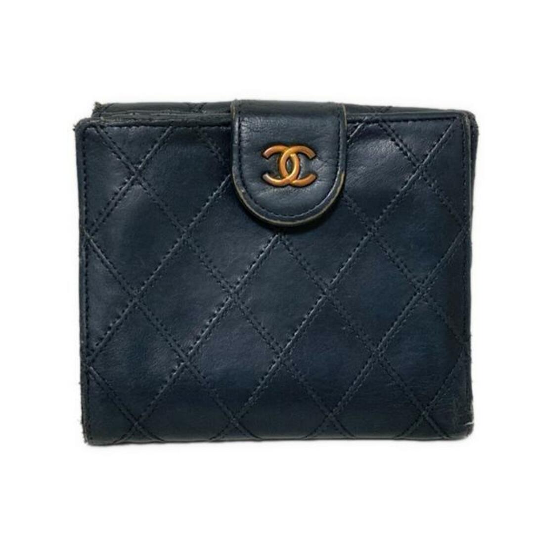 CHANEL - CHANEL(シャネル) Wホック財布 ビコローレ 黒 レザーの CHANEL - CHANEL(シャネル) Wホック財布 ビコローレ 黒 レザーの