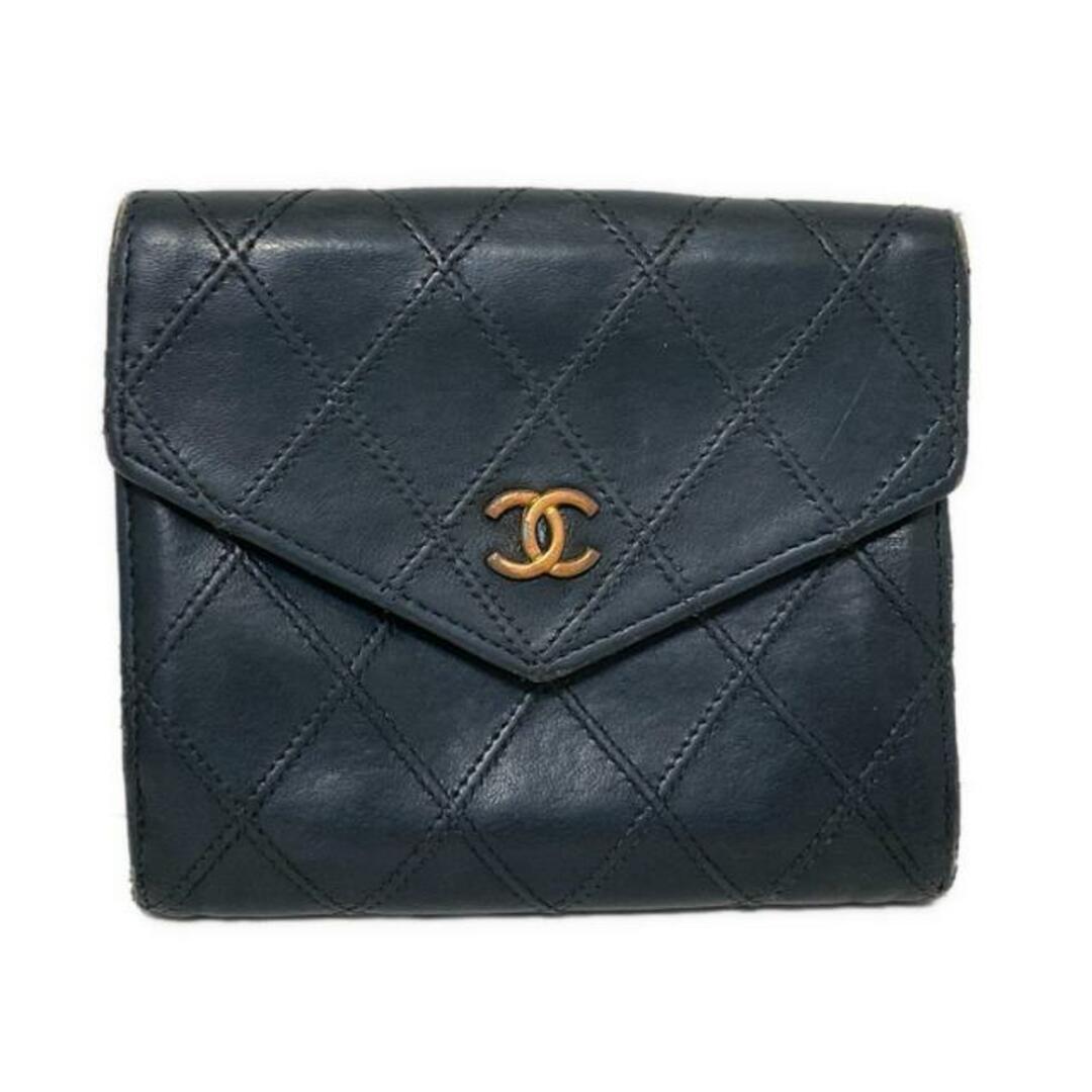 CHANEL - CHANEL(シャネル) Wホック財布 ビコローレ 黒 レザーの CHANEL - CHANEL(シャネル) Wホック財布 ビコローレ 黒 レザーの