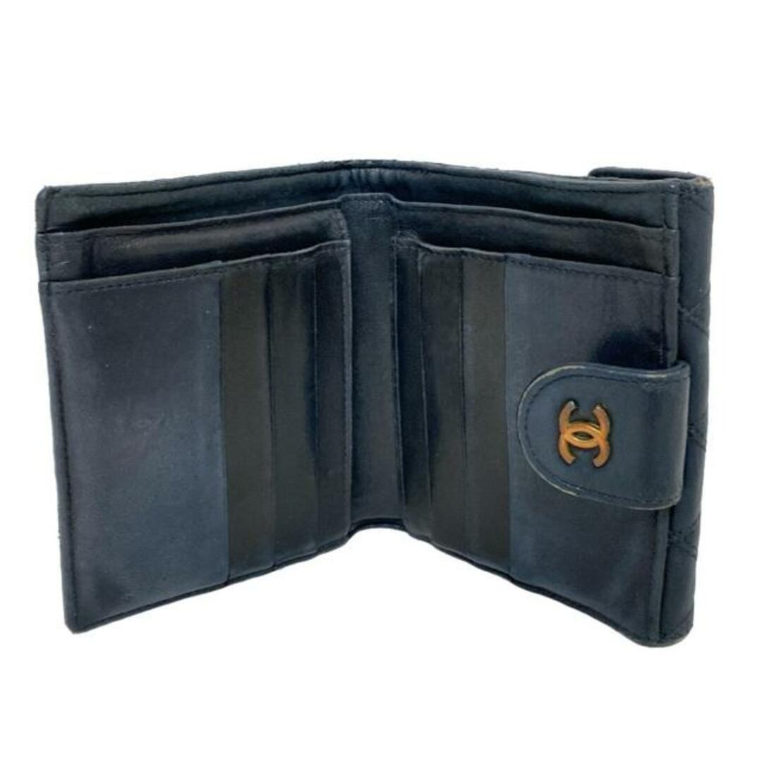 CHANEL - CHANEL(シャネル) Wホック財布 ビコローレ 黒 レザーの CHANEL - CHANEL(シャネル) Wホック財布 ビコローレ 黒 レザーの