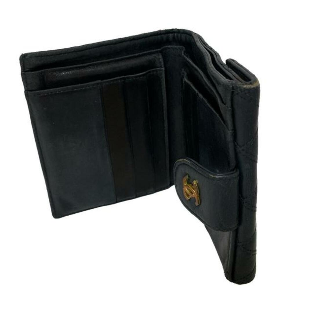 CHANEL - CHANEL(シャネル) Wホック財布 ビコローレ 黒 レザーの CHANEL - CHANEL(シャネル) Wホック財布 ビコローレ 黒 レザーの
