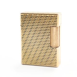 デュポン(DUPONT)の外装美品○Dupont デュポン ライン1 ショート 総柄 スクエアフォルム ローラー式 喫煙グッズ ガスライター ゴールド フランス製 メンズ レディース 着火不可(タバコグッズ)
