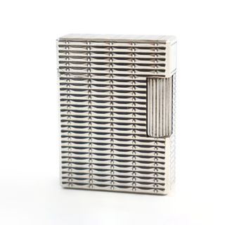デュポン(DUPONT)の外装美品○Dupont デュポン ライン1 ショート 総柄 スクエアフォルム ローラー式 喫煙グッズ ガスライター シルバー フランス製 メンズ レディース 着火不可(タバコグッズ)