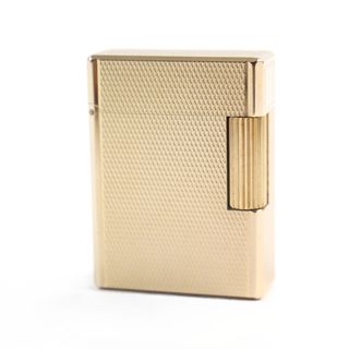 デュポン(DUPONT)の外装極美品○Dupont デュポン ライン1 ショート ダイヤモンド柄 スクエアフォルム ローラー式 喫煙グッズ ガスライター ゴールド フランス製 メンズ レディース 着火不可(タバコグッズ)