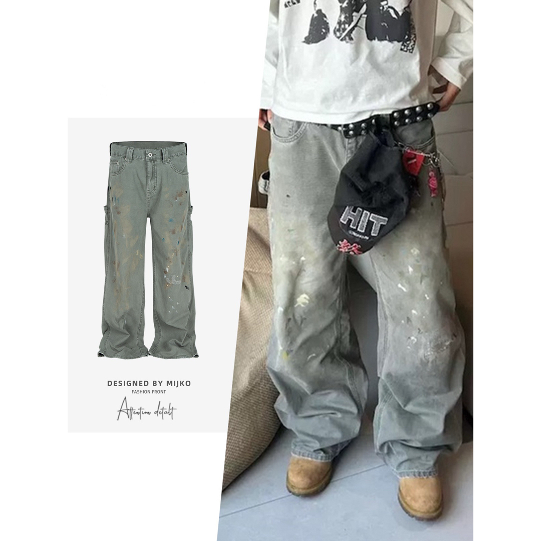 BALENCIAGA - ダメージペイント加工 ワイド ペインターパンツの BALENCIAGA - ダメージペイント加工 ワイド ペインターパンツの