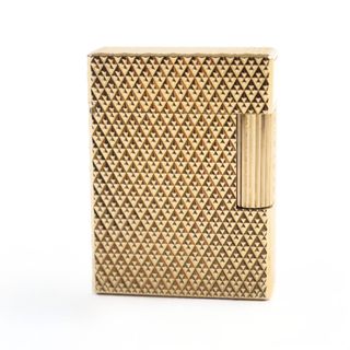 デュポン(DUPONT)の外装美品○Dupont デュポン ライン1 ショート ダイヤモンド柄 スクエアフォルム ローラー式 喫煙グッズ ガスライター ゴールド フランス製 メンズ レディース 着火不可(タバコグッズ)