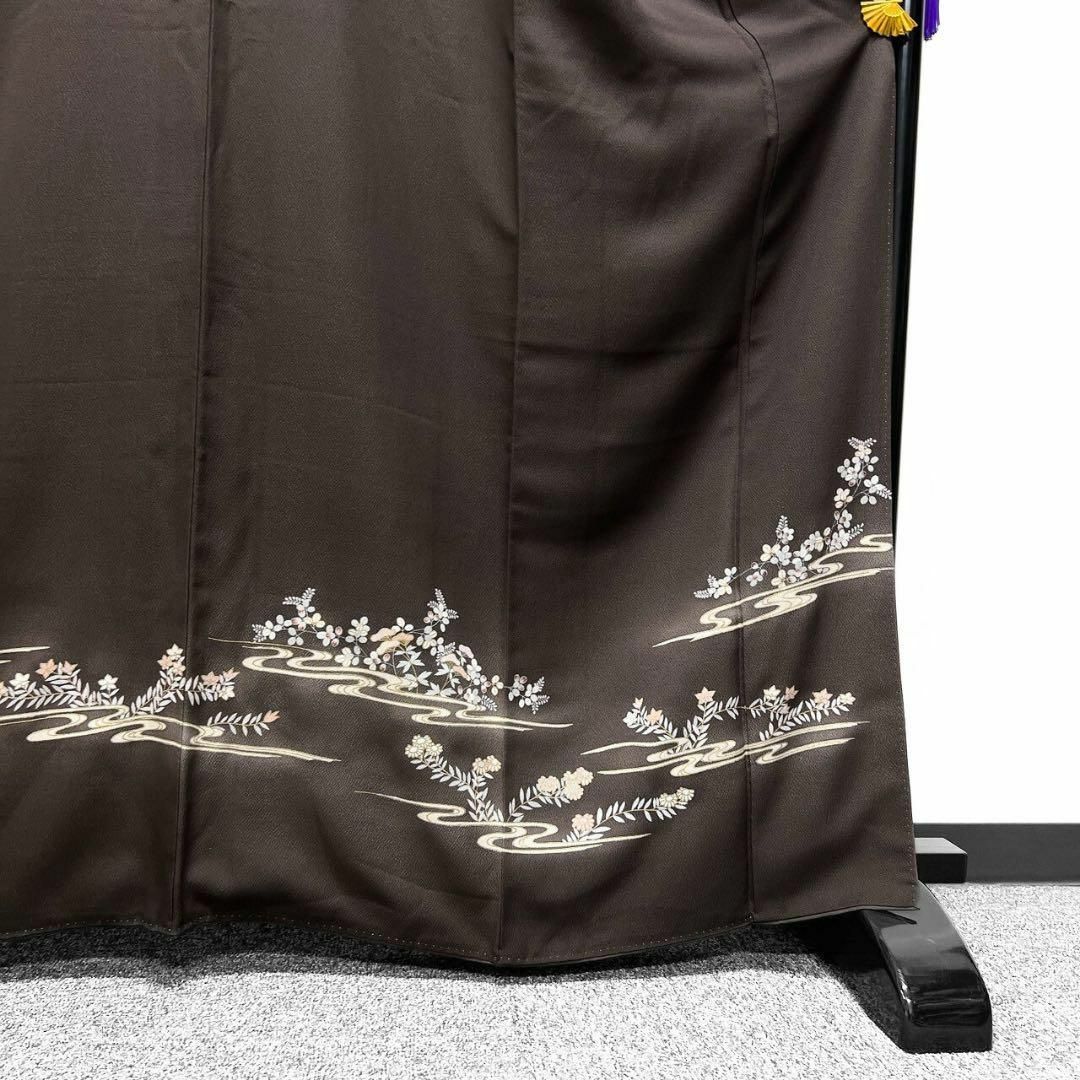 付け下げ 金駒刺繍 流線 松 萩 菊花模様 着物 064w p 付け下げ 金駒刺繍 流線 松 萩 菊花模様 着物 064w p