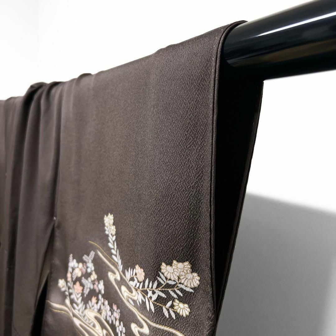 付け下げ 金駒刺繍 流線 松 萩 菊花模様 着物 064w p 付け下げ 金駒刺繍 流線 松 萩 菊花模様 着物 064w p
