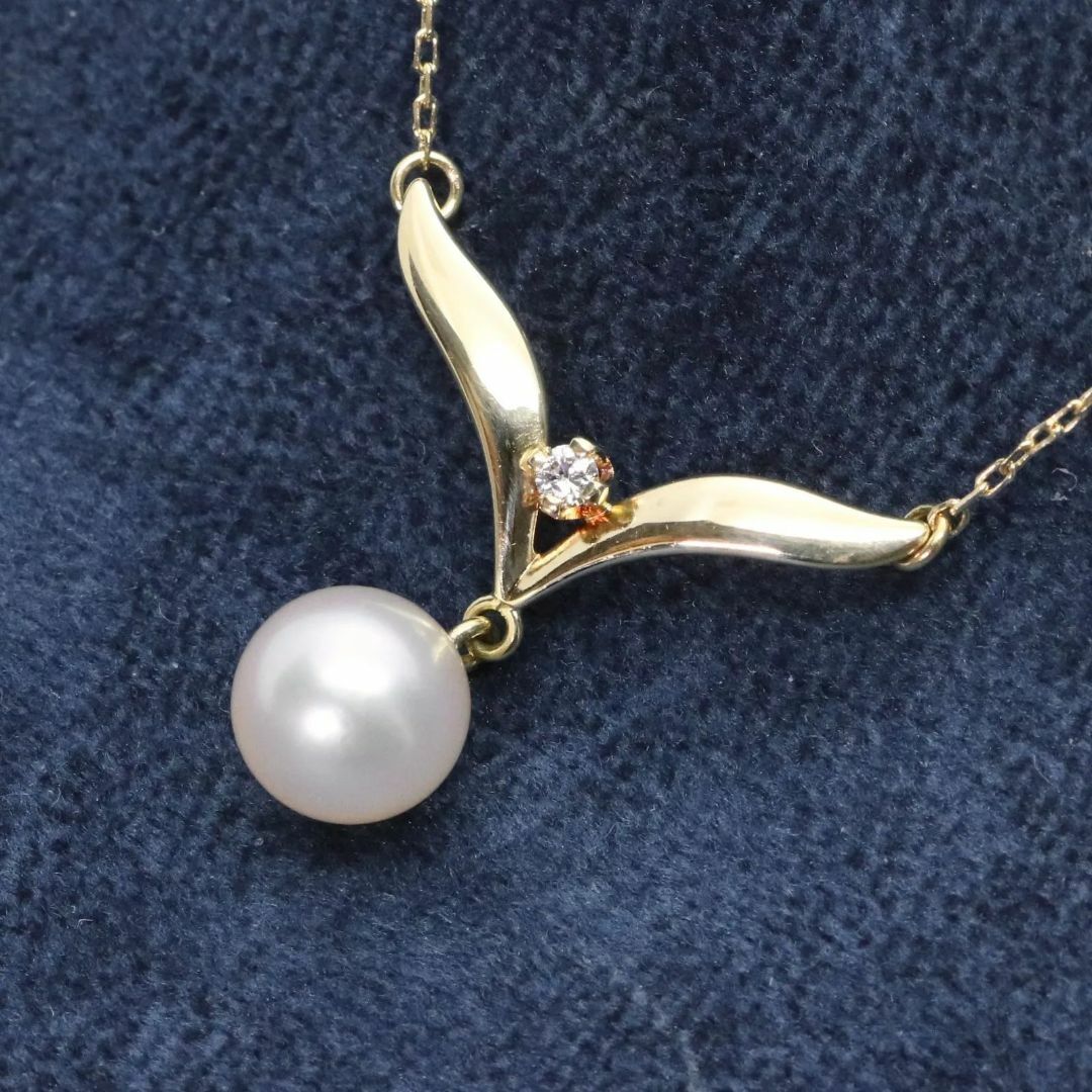 ミキモト Vライン K18 ダイヤモンド×パール ネックレス/24-2853S ミキモト Vライン K18 ダイヤモンド×パール ネックレス/24-2853S