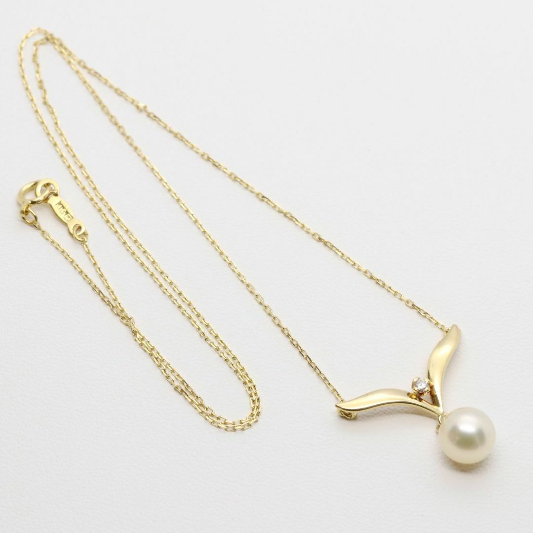 ミキモト Vライン K18 ダイヤモンド×パール ネックレス/24-2853S ミキモト Vライン K18 ダイヤモンド×パール ネックレス/24-2853S