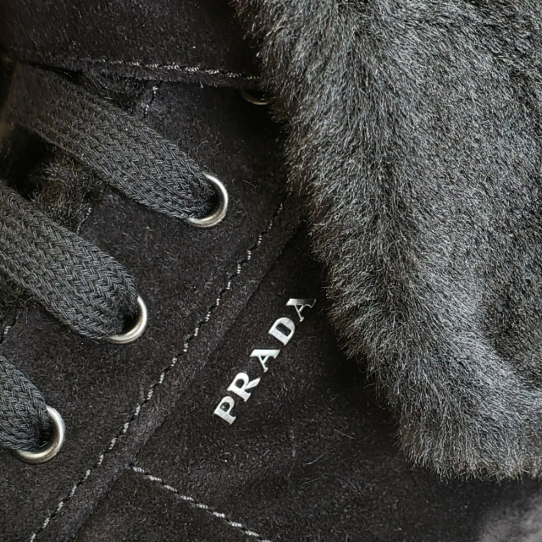 PRADA - PRADA プラダ ☆ ボア スエードレザー ハイカット PRADA - PRADA プラダ ☆ ボア スエードレザー ハイカット