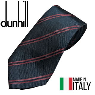 ダンヒル(Dunhill)のdunhill グリーン ストライプ イタリア製 シルク ネクタイ(ネクタイ)