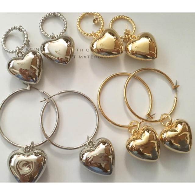 Heart Hoop pierce ハンドメイドのアクセサリー(ピアス)の商品写真