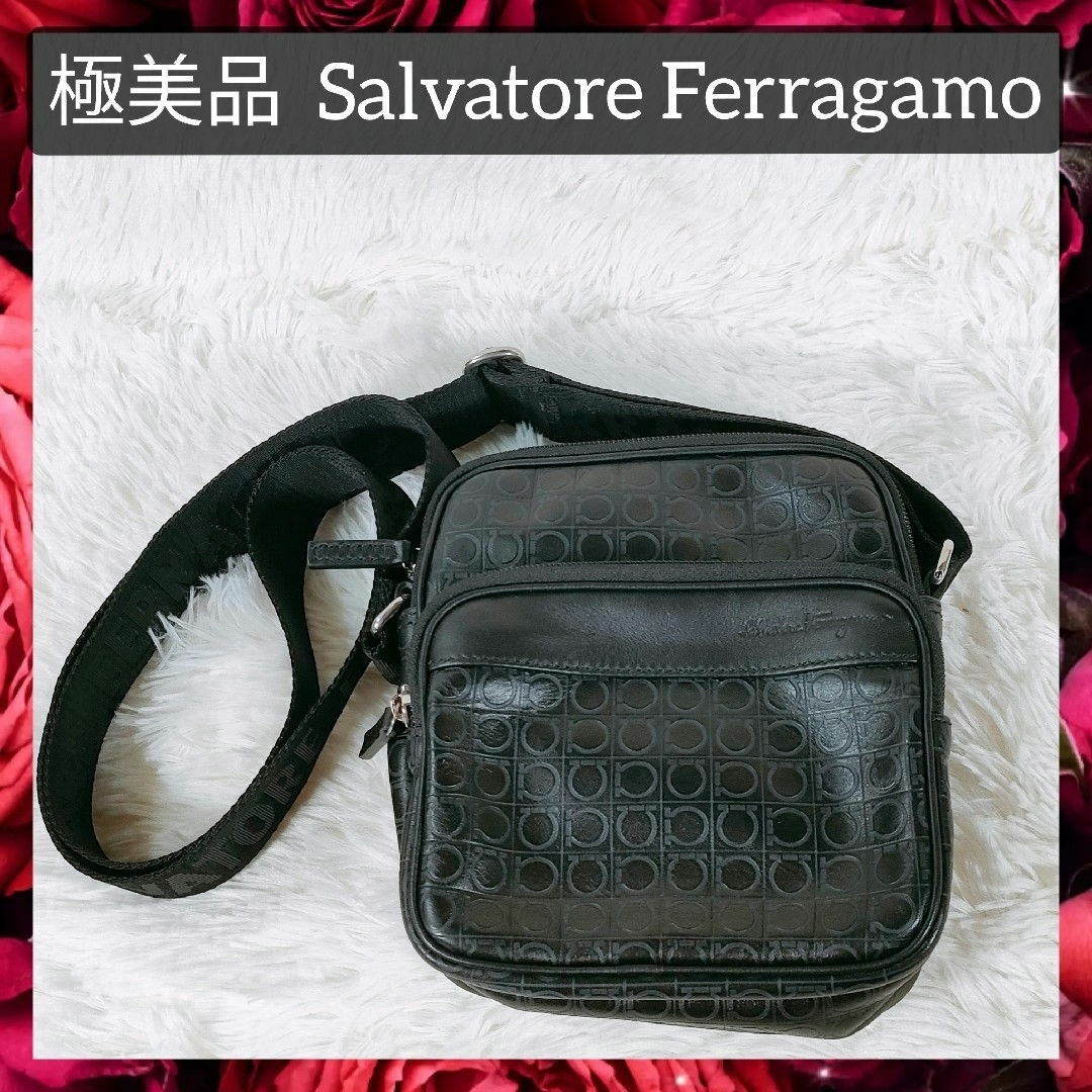 Salvatore Ferragamo - 【極美品】フェラガモ ショルダーバッグ ガンチーニ レザー ブラック 斜め掛け
