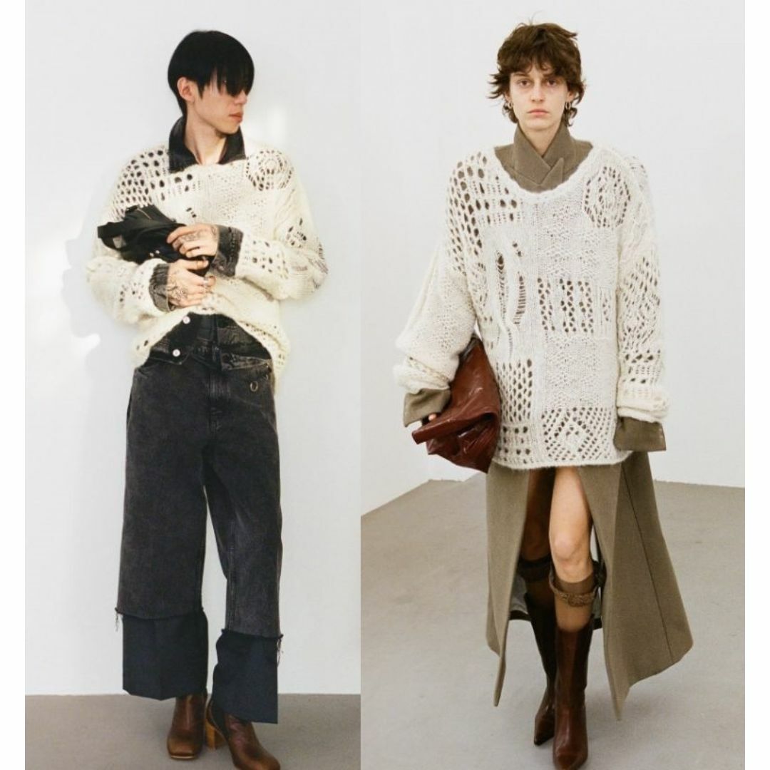 美品23AW OUR LEGACY Vネック クロシェット ニット 1023O△の 美品23AW OUR LEGACY Vネック クロシェット ニット 1023O△の