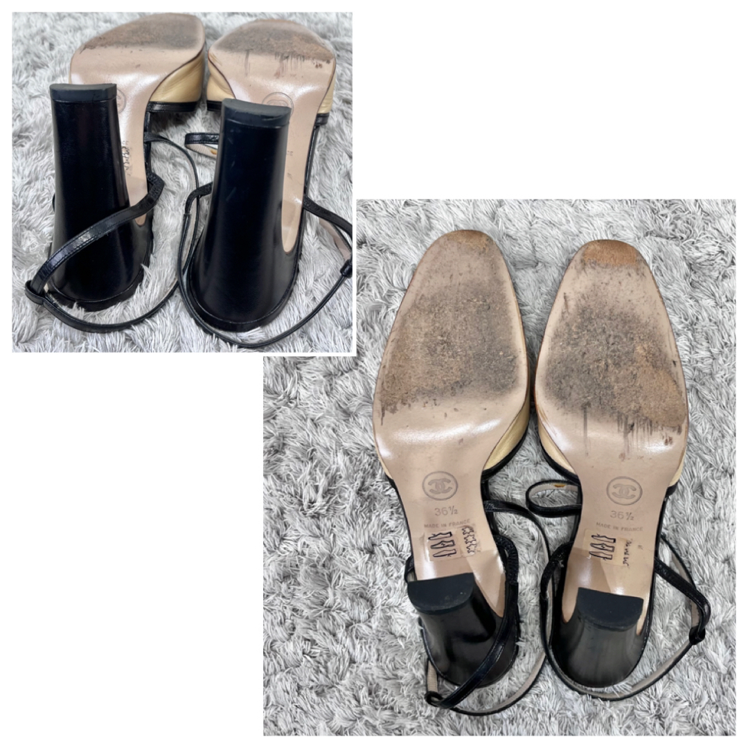 CHANEL シャネル ココマーク スリングバック バイカラーパンプス CHANEL シャネル ココマーク スリングバック バイカラーパンプス
