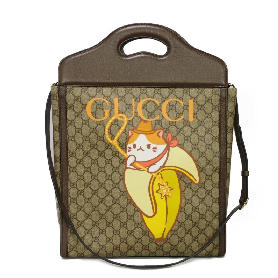 GUCCI グッチ ばなにゃ トートバッグ ロゴ バナナ 猫 ネコ カウボーイ 2WAY ショルダーバッグ GGスプリーム ハンドバッグ 703793