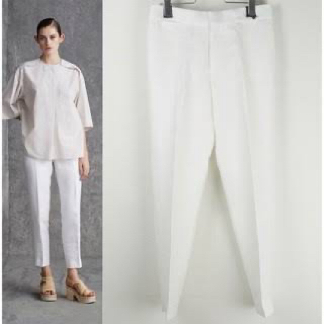 美品 ドゥロワー オットマン ベーシック パンツ ホワイト 40 美品 ドゥロワー オットマン ベーシック パンツ ホワイト 40