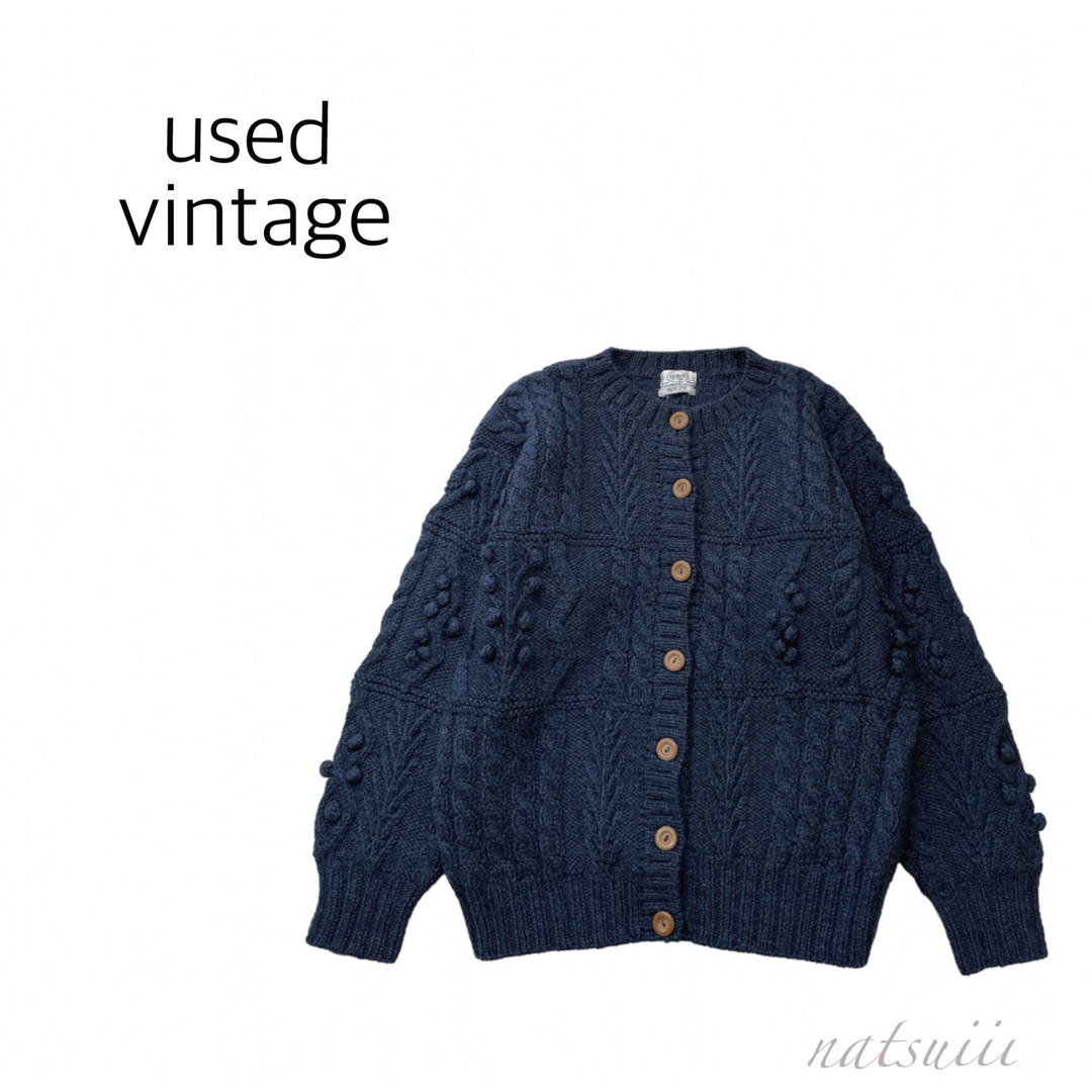 used vintage アラン編み ケーブル ハンド ニット カーディガン used vintage アラン編み ケーブル ハンド ニット カーディガン
