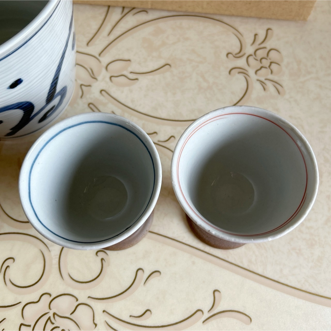 美濃焼 - 三洋陶器 龍峰窯 手描き 染付 赤絵 酒器セット ワイン 美濃焼 - 三洋陶器 龍峰窯 手描き 染付 赤絵 酒器セット ワイン