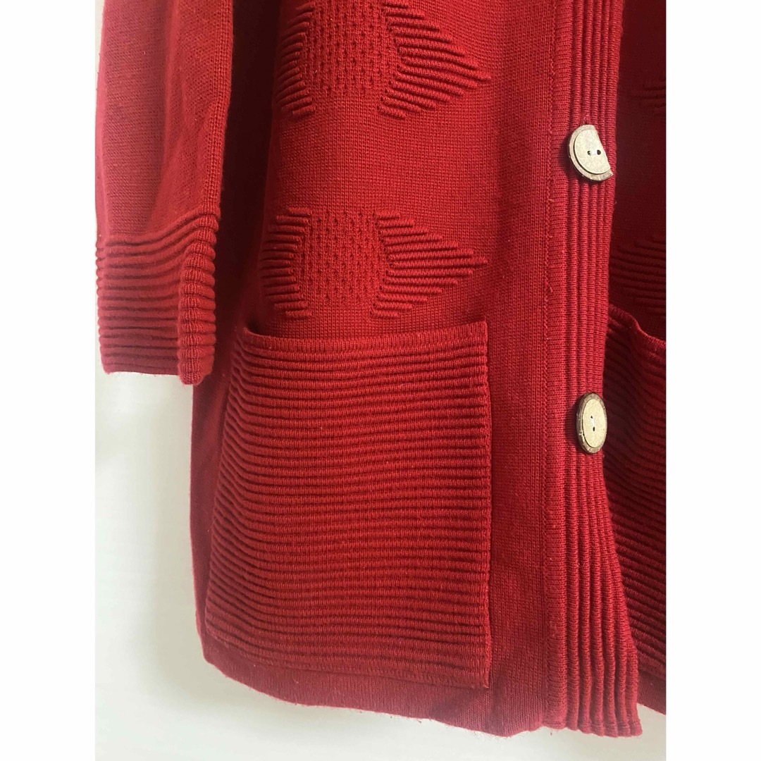 VINTAGE(ヴィンテージ)のビンテージ　vintage  USA80s ニット　コート　レッド　赤 レディースのジャケット/アウター(ニットコート)の商品写真