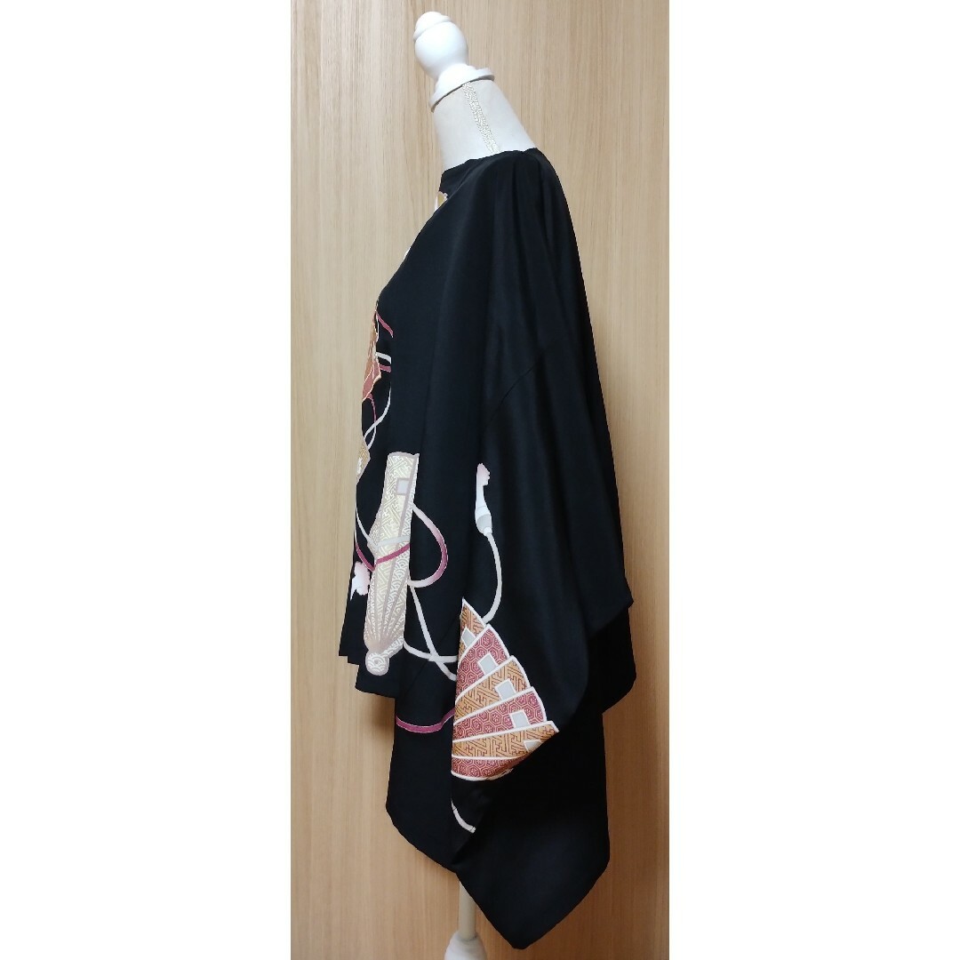 黒留袖 着物 リメイク トップス チュニック扇の通販 by りれ's