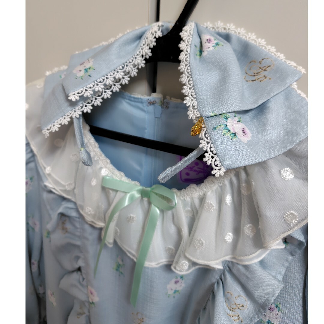 Un Birthday ワンピース+カチューシャ+お袖留め サックス ワンピース Un Birthday ワンピース+カチューシャ+お袖留め サックス ワンピース