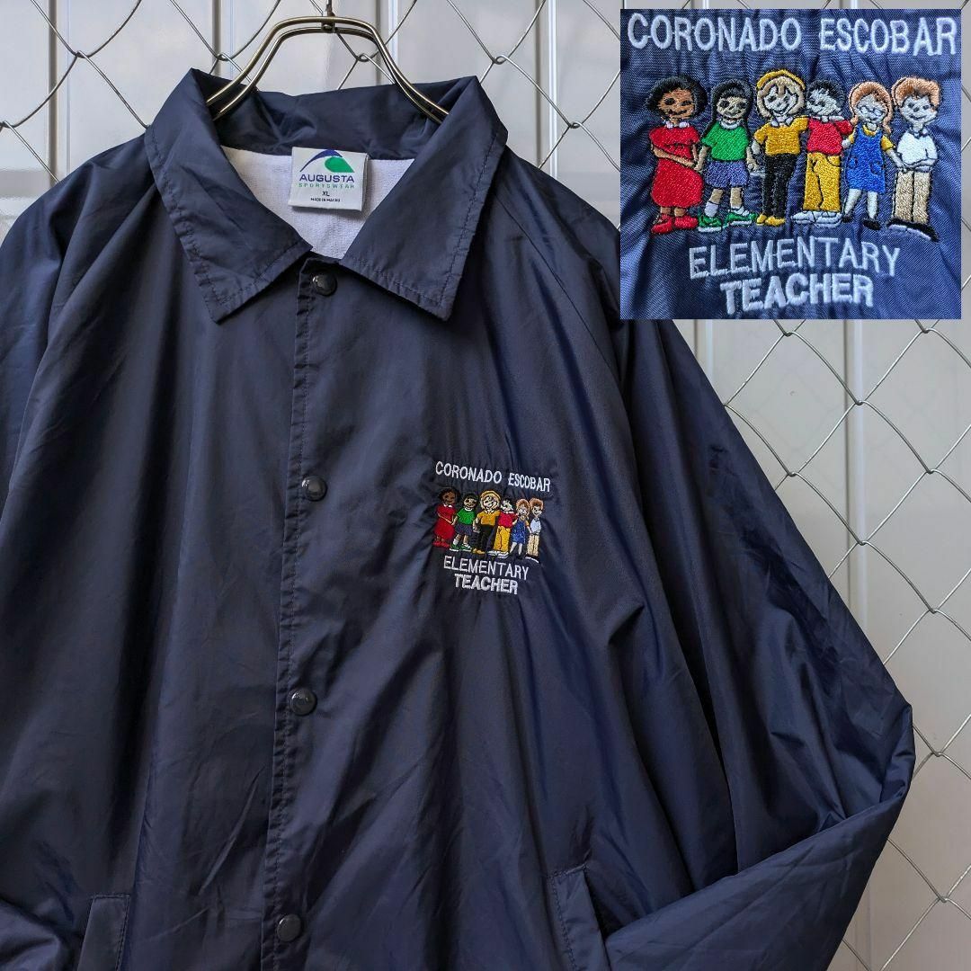 USA製 90s ビンテージ コーチジャケット 多人種 刺繍デザイン USA製 90s ビンテージ コーチジャケット 多人種 刺繍デザイン