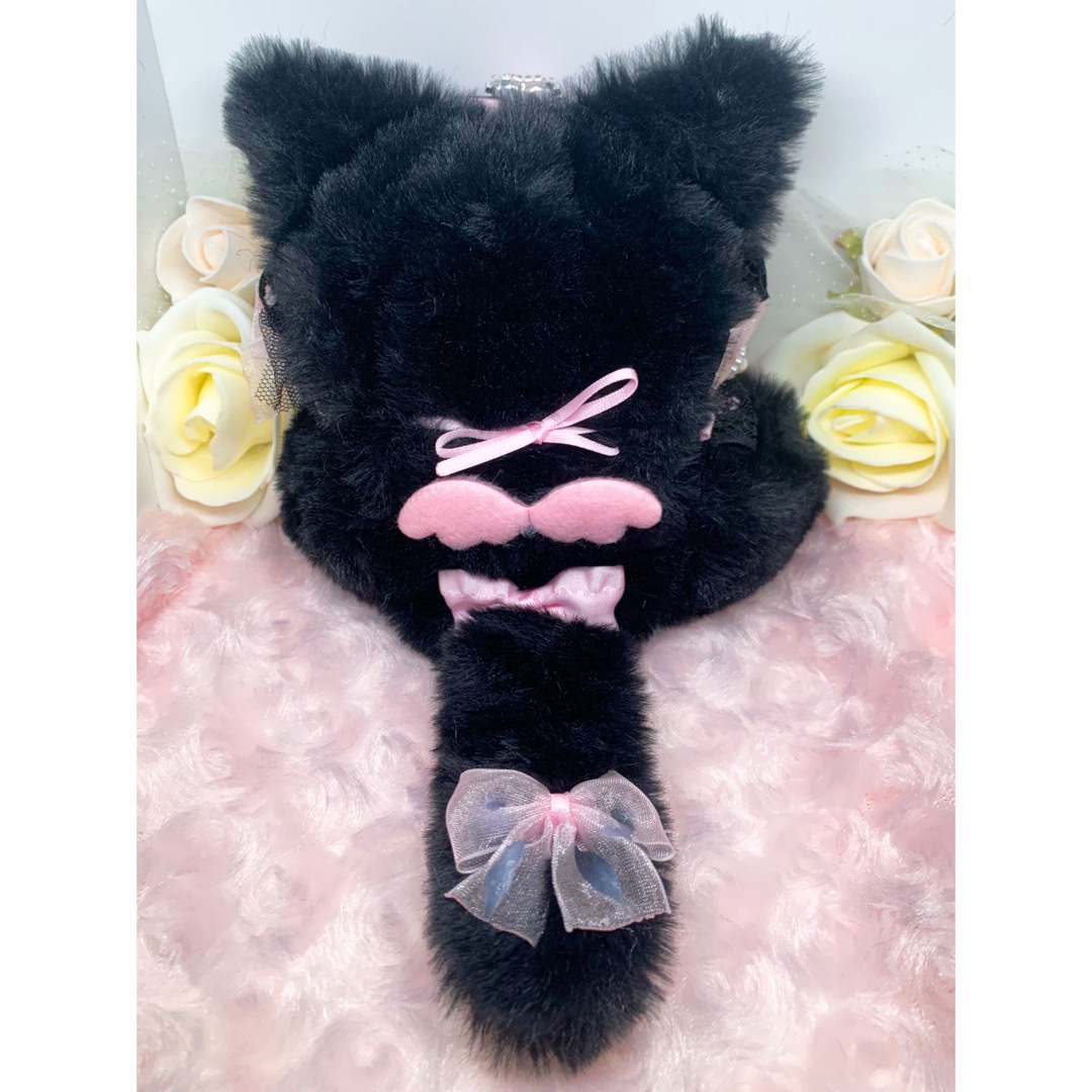❤︎ぬい服 おすわりぬい服 着ぐるみ 10cm ねこ 黒×ピンク 地雷 ❤︎ぬい服 おすわりぬい服 着ぐるみ 10cm ねこ 黒×ピンク 地雷