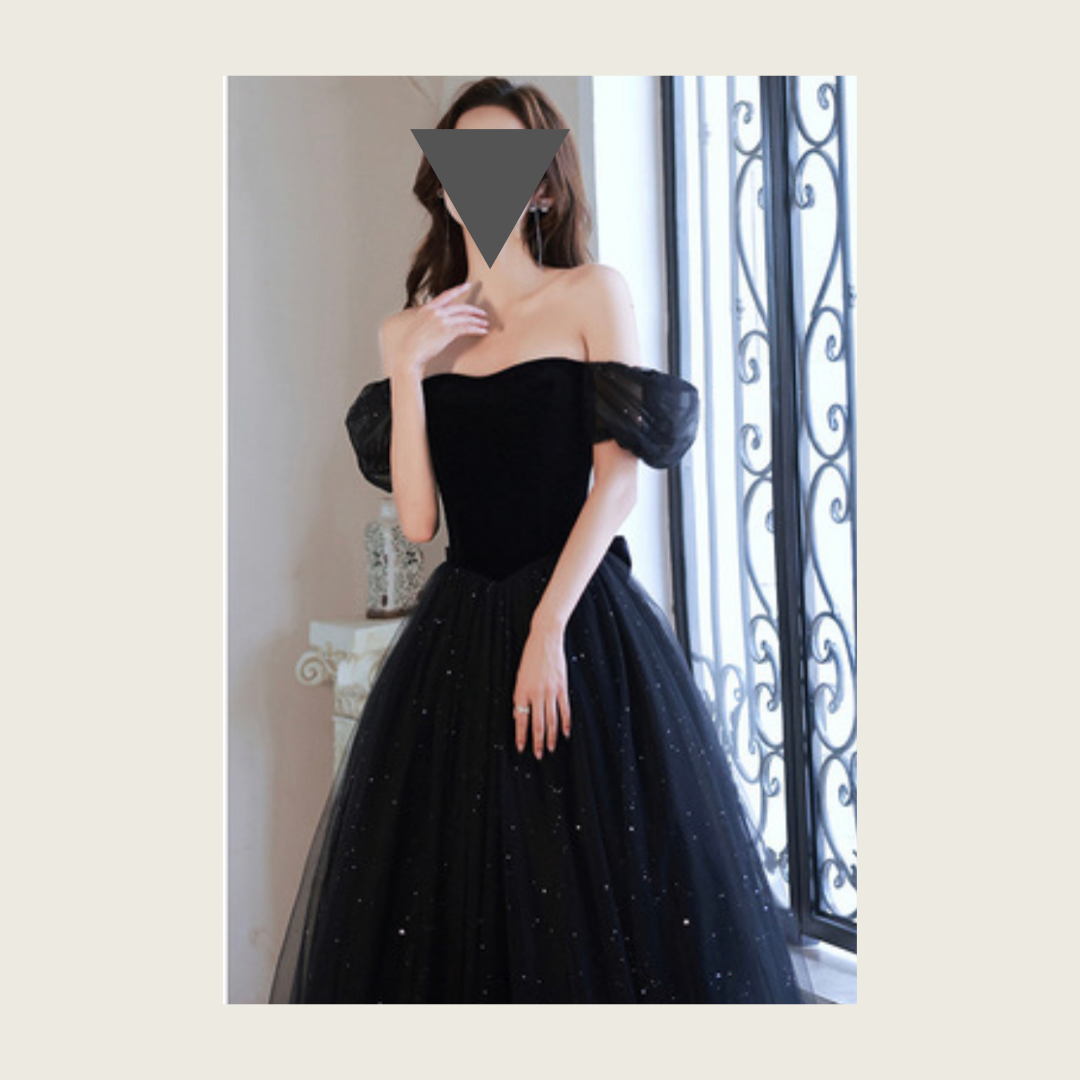 オフショルブラックドレス　結婚式　前撮り　Sサイズ  D5-KqG0